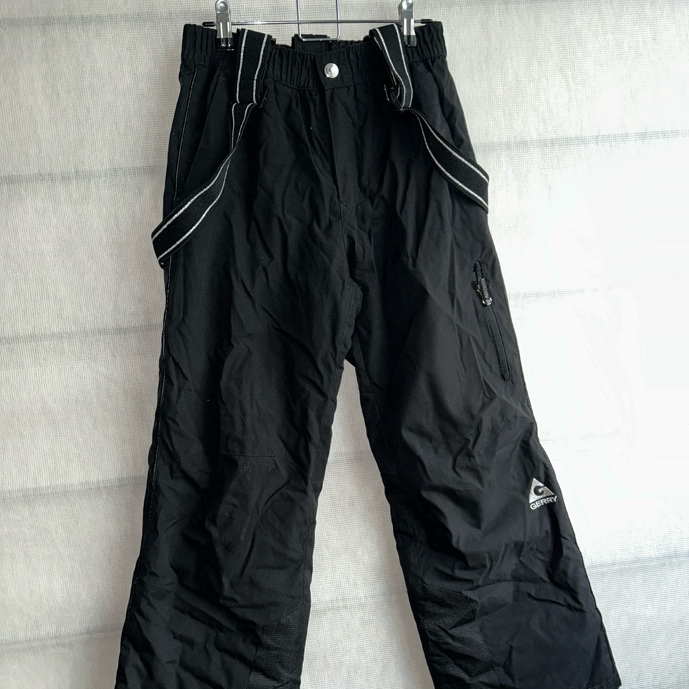 Gerry Snow Pants Ski Snowboard Black Bibs Kids Youth Size 8/10 W/suspenders